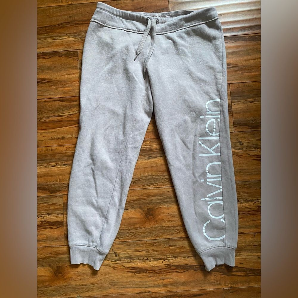Calvin Klein Performance Logo Joggers Mauve Pink Fleece Sweatpants - Size M
